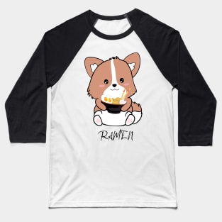 Kawaii Ramen Corgi Baseball T-Shirt